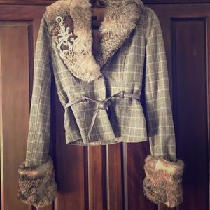 Arden B fur/plaid jacket